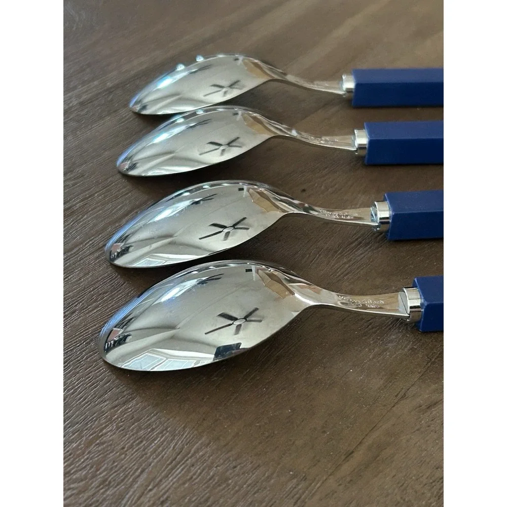 Villeroy & Boch Play Blue Ocean 4 Oval Place Soup Spoons 18/10 Stainless Italy